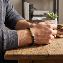 Lava Stone Diffuser Bracelet with 2 Random Essential Oils – Aromatherapy Bead Bracelet for Men & Women – Stretch Essential Oil Jewelry (Golden Jade, Rainbow, Hematite)