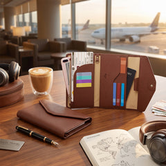 RFID Blocking Travel Passport Holder Wallet – PU Leather Passport Organizer with Credit Card Slots, Travel Document Holder for Passport, Cash, Boarding Passes & Cards