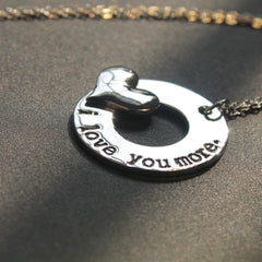 “I Love You More” Necklace for Women – Sterling Silver Charm Pendant with 18” Chain – Romantic Anniversary Gift Jewelry for Wife, Girlfriend, Partner