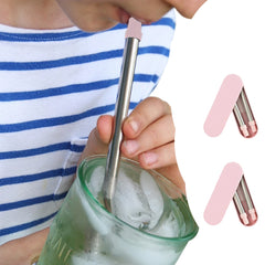 2-Pack Reusable Collapsible Stainless Steel Straws with Cleaning Brushes & Travel Cases – BPA-Free, Eco-Friendly, Pink & Peach