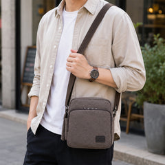 Canvas Messenger Bag for Men & Women – Multi-Pocket Crossbody Shoulder Bag with Adjustable Strap, Casual Satchel for Work, School, Travel & Everyday Carry, 12 x 9.5 x 4 Inches