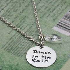 “Dance in the Rain” Necklace for Women – Silver Tone Charm Pendant Necklace – Romantic Inspirational Gift Jewelry for Anniversary, Wife, Girlfriend
