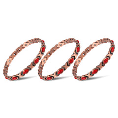 Magnetic Copper Bracelet for Men & Women – Adjustable Stainless Steel & Copper Cuff with Turquoise & Crystal Inlay – Unisex Fashion Bangle Jewelry Gift