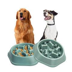 Slow Feeder Dog Bowl Puzzle Design – Anti-Choking Pet Food Bowl for Small & Medium Dogs – Non-Slip Slow Eating Dish for Healthy Digestion (Blue/Green)(1-Pack or 2-Pack)