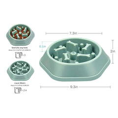 Slow Feeder Dog Bowl Puzzle Design – Anti-Choking Pet Food Bowl for Small & Medium Dogs – Non-Slip Slow Eating Dish for Healthy Digestion (Blue/Green)(1-Pack or 2-Pack)