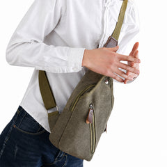 Metro Modern Canvas Sling Bag – Lightweight Crossbody Shoulder Backpack with Adjustable Strap, Multiple Zipper Pockets and Flap Closure for Travel, Hiking and Everyday Carry