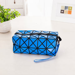 Diamond Design Cosmetic Travel Bag – Waterproof Makeup Organizer with Zipper Closure, Portable Toiletry and Beauty Storage Pouch for Women, Available in Red, Pink, Blue, Silver and White