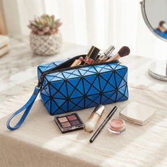 Diamond Design Cosmetic Travel Bag – Waterproof Makeup Organizer with Zipper Closure, Portable Toiletry and Beauty Storage Pouch for Women, Available in Red, Pink, Blue, Silver and White