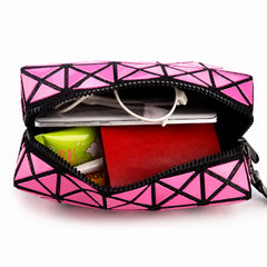 Diamond Design Cosmetic Travel Bag – Waterproof Makeup Organizer with Zipper Closure, Portable Toiletry and Beauty Storage Pouch for Women, Available in Red, Pink, Blue, Silver and White