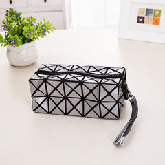 Diamond Design Cosmetic Travel Bag – Waterproof Makeup Organizer with Zipper Closure, Portable Toiletry and Beauty Storage Pouch for Women, Available in Red, Pink, Blue, Silver and White