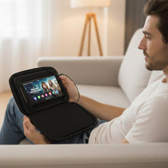 Tablet Speaker Case with Rechargeable Battery – Touch-Sensitive Stereo Sound Pouch for iPad Mini, Galaxy Tab & 7” Tablets – Portable Protective Carry Sleeve with Audio Jack, Travel-Ready Mini Speaker Bag