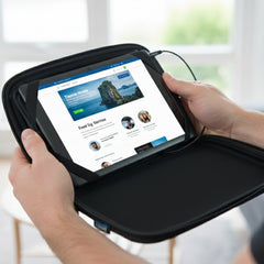 Tablet Speaker Case with Rechargeable Battery – Touch-Sensitive Stereo Sound Pouch for iPad Mini, Galaxy Tab & 7” Tablets – Portable Protective Carry Sleeve with Audio Jack, Travel-Ready Mini Speaker Bag