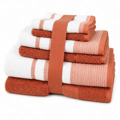 Two-Tone Zero Twist 100% Cotton 6-Piece Towel Set – Soft Absorbent Quick-Dry Bathroom Towels with 2 Bath Towels, 2 Hand Towels & 2 Washcloths, Multiple Colors