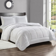 King Size 3-Piece Comforter Set – Lightweight All-Season Mini Bedding Set with 1 Comforter & 2 Pillow Shams – Ultra-Soft, Fade-Resistant, Easy-Care Comforter (White)