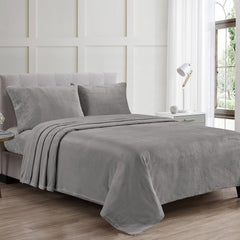 4-Piece Microplush Sheet Set – Ultra-Soft Plush Bedding Sheets with Deep Pocket Fitted Sheet – Cozy Microplush Bed Sheet Set for Fall & Winter (Queen, King)