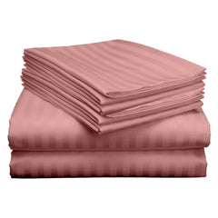 Wrinkle Resistant Dobby Stripe Bed Sheet Set – Ultra Soft 100% Polyester Sheets, Silky Smooth All-Season Bedding with Deep Pockets & Pillowcases (Twin–King)