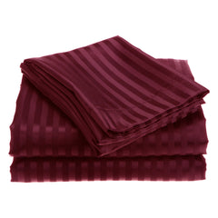 Wrinkle Resistant Dobby Stripe Bed Sheet Set – Ultra Soft 100% Polyester Sheets, Silky Smooth All-Season Bedding with Deep Pockets & Pillowcases (Twin–King)