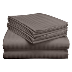Wrinkle Resistant Dobby Stripe Bed Sheet Set – Ultra Soft 100% Polyester Sheets, Silky Smooth All-Season Bedding with Deep Pockets & Pillowcases (Twin–King)