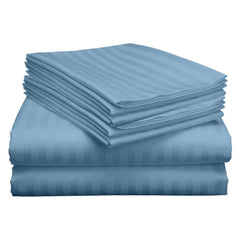 Wrinkle Resistant Dobby Stripe Bed Sheet Set – Ultra Soft 100% Polyester Sheets, Silky Smooth All-Season Bedding with Deep Pockets & Pillowcases (Twin–King)