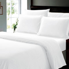 Wrinkle Resistant Dobby Stripe Bed Sheet Set – Ultra Soft 100% Polyester Sheets, Silky Smooth All-Season Bedding with Deep Pockets & Pillowcases (Twin–King)