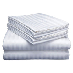 Wrinkle Resistant Dobby Stripe Bed Sheet Set – Ultra Soft 100% Polyester Sheets, Silky Smooth All-Season Bedding with Deep Pockets & Pillowcases (Twin–King)