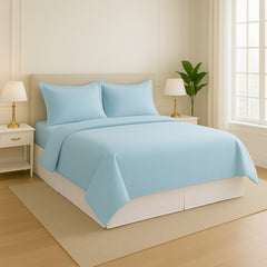 Ultra Cozy 100% Cotton 4-Piece Bed Sheet Set – Soft, Breathable & Lightweight Sheets with Deep Pocket Fitted Sheet + Pillowcases – Machine Washable, All-Season Vibes (Full, Queen, King)