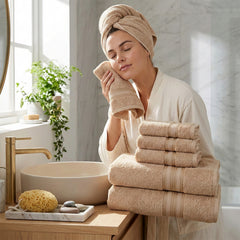 Cozy Home 100% Cotton 6-Piece Towel Set – Ultra Soft & Absorbent Bath, Hand & Washcloth Towels – Quick Dry Luxury Bathroom Towels for Home & Guest Use