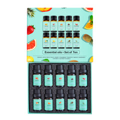 Fruity Essential Oil Set – 10 Pack Aromatherapy Oils for Diffusers, Humidifiers & Air Fresheners – Natural Fruit Scents for Home, Relaxation & DIY – 10mL Each