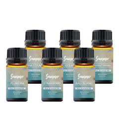 6-Pack Summer Vibes Aromatherapy Essential Oils Set – Fresh Fragrance Oils for Diffusers, Humidifiers, Soap Making, Candles & Home Fragrance, Pina Colada, Strawberry, Coconut Passion, Ocean, Bali Island & Plumeria