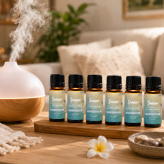 6-Pack Summer Vibes Aromatherapy Essential Oils Set – Fresh Fragrance Oils for Diffusers, Humidifiers, Soap Making, Candles & Home Fragrance, Pina Colada, Strawberry, Coconut Passion, Ocean, Bali Island & Plumeria