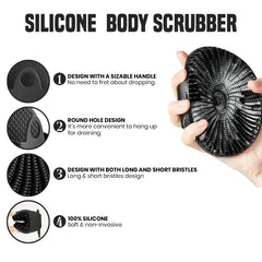 Silicone Body Scrubber for Shower – Antimicrobial Exfoliating Body Brush with Non-Slip Grip, Soft Silicone Bath Scrubber for Sensitive Skin, Quick-Drying & Reusable Shower Sponge