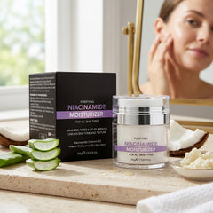 Niacinamide Facial Moisturizer Day Cream with Vitamin B3, Hyaluronic Acid, Coconut Oil & Vitamin E – Daily Hydrating Face Cream for Smoother, Brighter-Looking Skin, 1.7 Fl Oz
