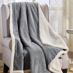 VibeWrap Reversible Braided Sherpa Throw Blanket – Ultra Cozy Knit Fleece for Couch, Bed or Recliner – Warm, Lightweight, Machine Washable & Aesthetic All-Season Comfort (50" x 60")