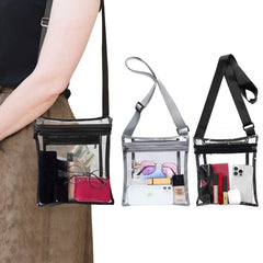 Clear Crossbody Bag (1-Pack or 2-Pack) – Stadium Approved Transparent PVC Purse with Adjustable Strap for Concerts, Travel & Events – Lightweight Clear Bag for Men & Women