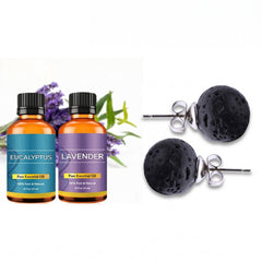 Lava Stone Diffuser Earrings with 2 Random Essential Oils – Stainless Steel Dangle Earrings with Zircon Accent – Aromatherapy Jewelry for Women (Hypoallergenic)