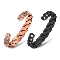 Copper Magnetic Cuff Bracelet for Men & Women – Adjustable Twisted Copper Bangle with Neodymium Magnets – Unisex Minimalist Jewelry (6.5"–8.75")