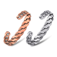 Copper Magnetic Cuff Bracelet for Men & Women – Adjustable Twisted Copper Bangle with Neodymium Magnets – Unisex Minimalist Jewelry (6.5"–8.75")