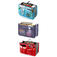 3-Pack Purse Organizer Insert for Handbags – Foldable Tote Organizer with Zipper Pockets, Travel Cosmetic Bag Insert, Multi-Pocket Purse Organizer for Wallet, Phone, Makeup & Accessories
