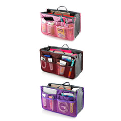 3-Pack Purse Organizer Insert for Handbags – Foldable Tote Organizer with Zipper Pockets, Travel Cosmetic Bag Insert, Multi-Pocket Purse Organizer for Wallet, Phone, Makeup & Accessories