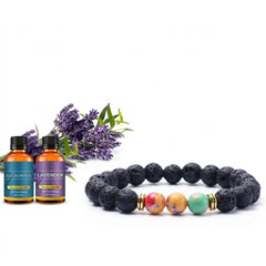 Lava Stone Diffuser Bracelet with 2 Random Essential Oils – Aromatherapy Bead Bracelet for Men & Women – Stretch Essential Oil Jewelry (Golden Jade, Rainbow, Hematite)