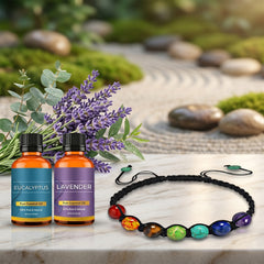 Chakra Lava Stone Diffuser Bracelet with 2 Random Essential Oils – Aromatherapy Bead Bracelet for Women & Men – Adjustable Spiritual Yoga Jewelry