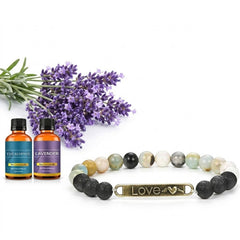 Chakra Lava Stone Diffuser Bracelet with 2 Random Essential Oils – Aromatherapy Bead Bracelet for Women & Men – Stretch Essential Oil Jewelry (Angel Wings, Love, Hope, Faith)