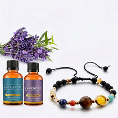 Solar System Lava Stone Diffuser Bracelet with 2 Random Essential Oils – Agate Bead Aromatherapy Bracelet for Men & Women – Adjustable Essential Oil Jewelry