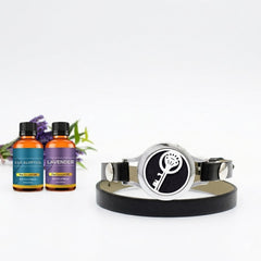 Stainless Steel Essential Oil Diffuser Bracelet with 2 Random Essential Oils – Aromatherapy Locket Bracelet with Reusable Felt Pads (Hope, Keys, Shell)