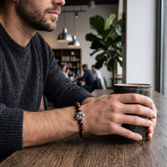 Tiger Eye Beaded Bracelet with 2 Random Essential Oils – Natural Stone Stretch Bracelet for Men & Women – 8mm Yellow Tiger Eye Beads Wellness Jewelry