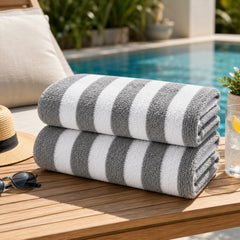 Cabana Stripe Terry Cloth Beach Towels – 80% Cotton 20% Polyester Oversized Bath & Beach Towels, Soft Absorbent Quick-Dry Pool Towels, Available in 2-Pack, 4-Pack & 6-Pack, 36 x 66 Inches