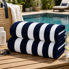Cabana Stripe Terry Cloth Beach Towels – 80% Cotton 20% Polyester Oversized Bath & Beach Towels, Soft Absorbent Quick-Dry Pool Towels, Available in 2-Pack, 4-Pack & 6-Pack, 36 x 66 Inches