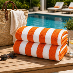 Cabana Stripe Terry Cloth Beach Towels – 80% Cotton 20% Polyester Oversized Bath & Beach Towels, Soft Absorbent Quick-Dry Pool Towels, Available in 2-Pack, 4-Pack & 6-Pack, 36 x 66 Inches