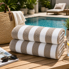 Cabana Stripe Terry Cloth Beach Towels – 80% Cotton 20% Polyester Oversized Bath & Beach Towels, Soft Absorbent Quick-Dry Pool Towels, Available in 2-Pack, 4-Pack & 6-Pack, 36 x 66 Inches