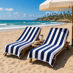 Cabana Stripe Terry Cloth Beach Towels – 80% Cotton 20% Polyester Oversized Bath & Beach Towels, Soft Absorbent Quick-Dry Pool Towels, Available in 2-Pack, 4-Pack & 6-Pack, 36 x 66 Inches